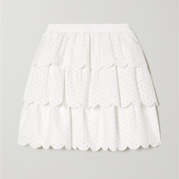 Brand New Jason Wu Scalloped Tiered Eyelet Mini Skirt I’m White Size 2 - Picture 11 of 12